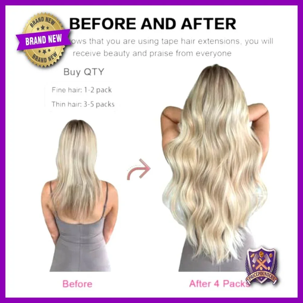 20 Inch Tape In Hair Extensions 100% Remy Human Hair 20 Pieces Straight